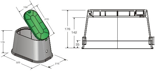Caja para válvulas oval plastica alfa para riego