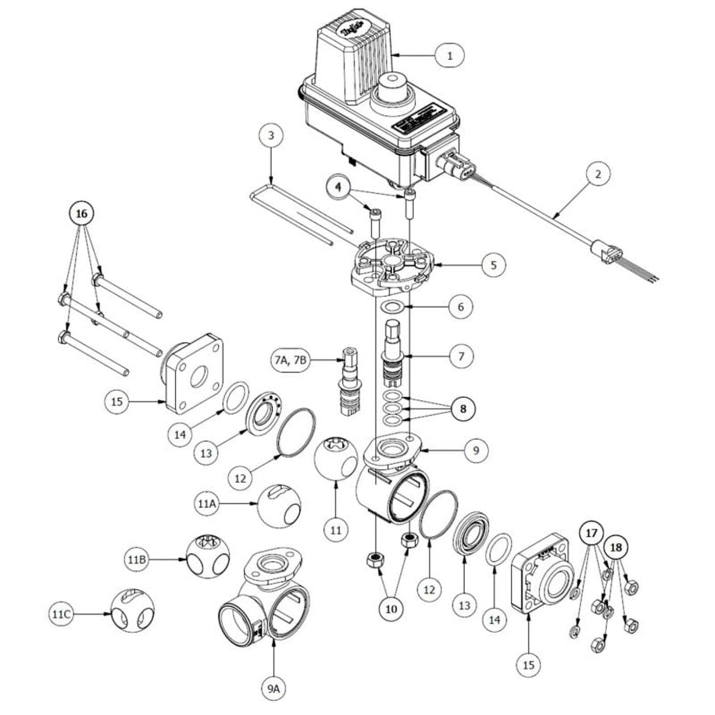 Despiece Electroválvula Teejet 344BEC (rosca 3/4 o 1)