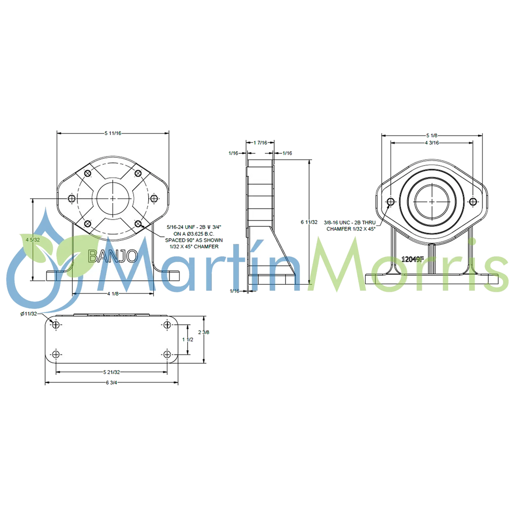 Pedestal Solo BANJO para Bomba Polipropileno con Motor Hidraulico