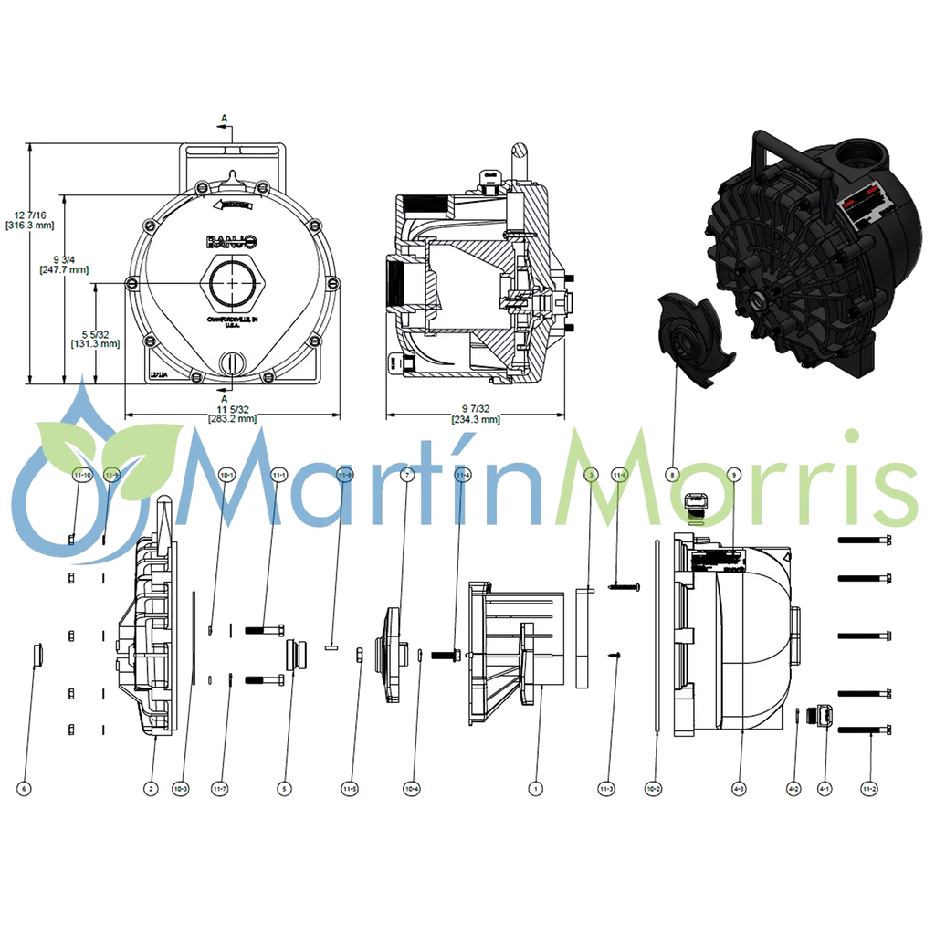 Bomba BANJO Poly de 2" Sola de Recambio