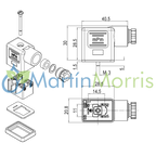 Conector para solenoide neumático de 3 contactos rectangular