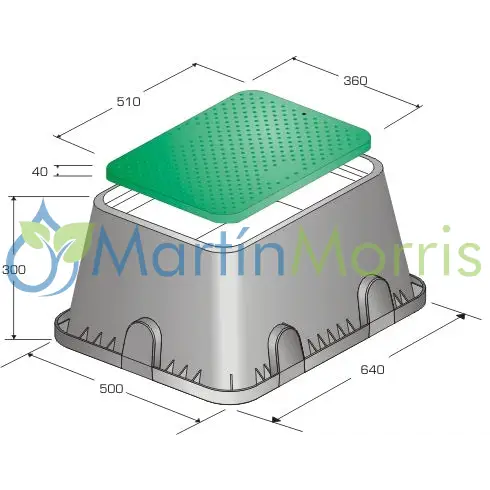 Caja para válvulas rectangular jumbo plastica alfa para riego