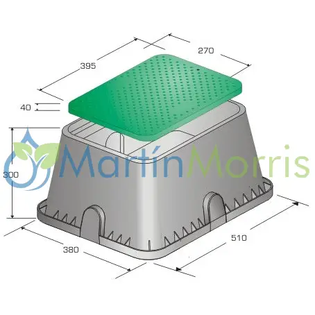 Caja para válvulas rectangular estándar plastica alfa para riego