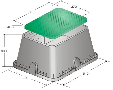 Caja para válvulas rectangular estándar plastica alfa para riego