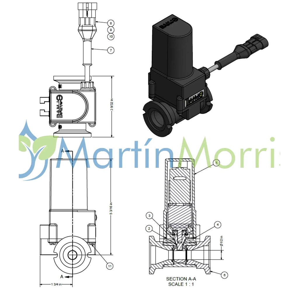 Electroválvula BANJO Brida 100 o 1’’ con Bocha de Acero Inoxidable