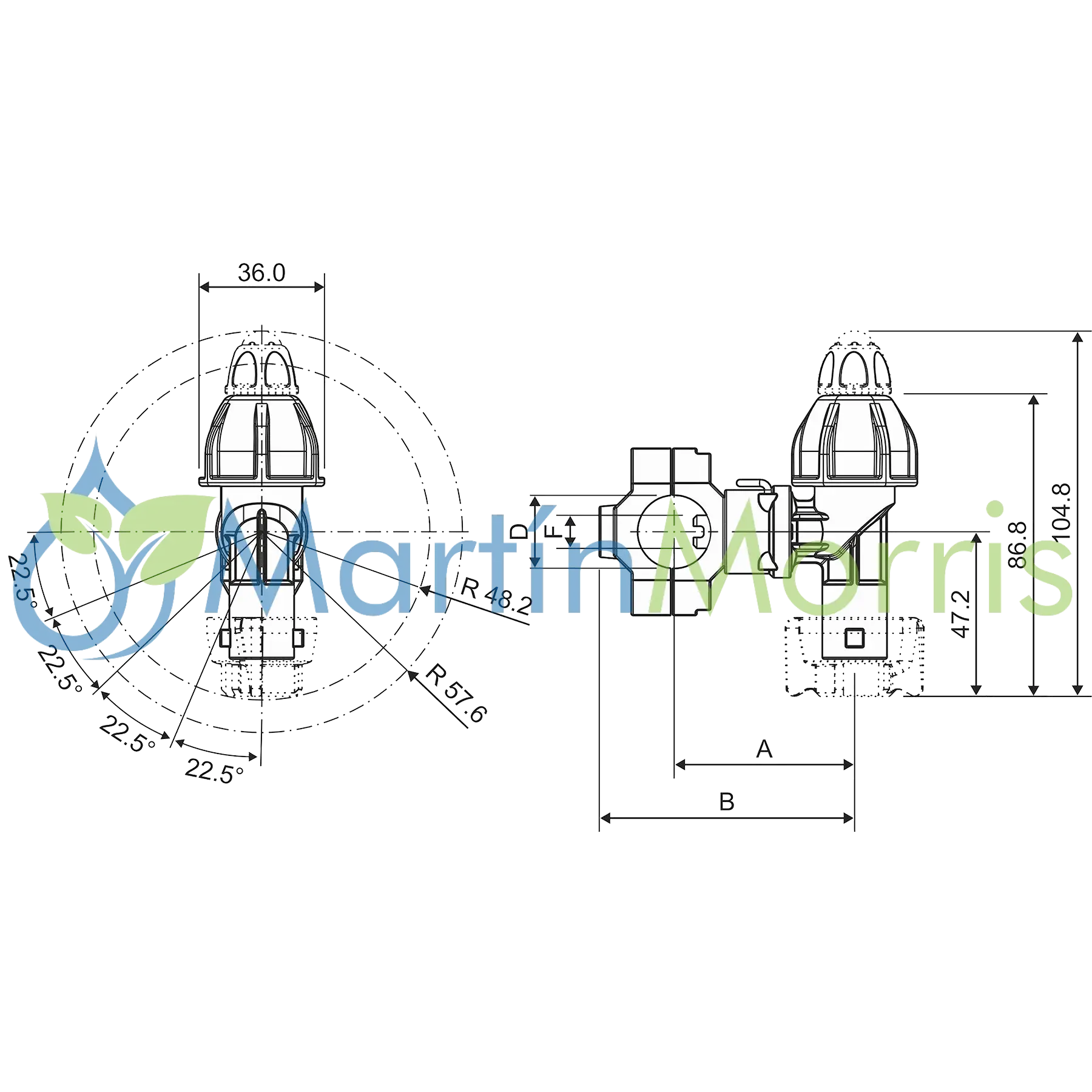 Porta Pico ARAG Simple Orientable para Caño de 1/2" 3/4" o 1" con Sellos EPDM