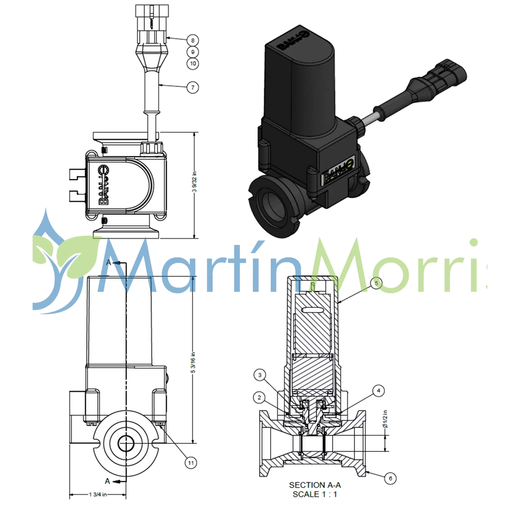 Electroválvula BANJO Brida 100 o 1" con Bocha de Acero Inoxidable