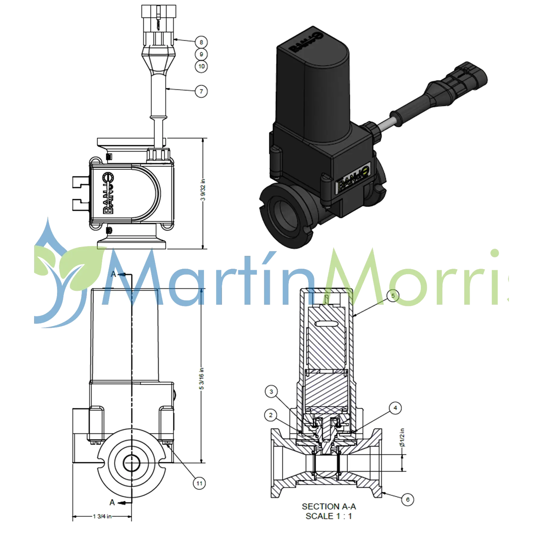 Electroválvula BANJO Brida 100 o 1" con Bocha de Acero Inoxidable