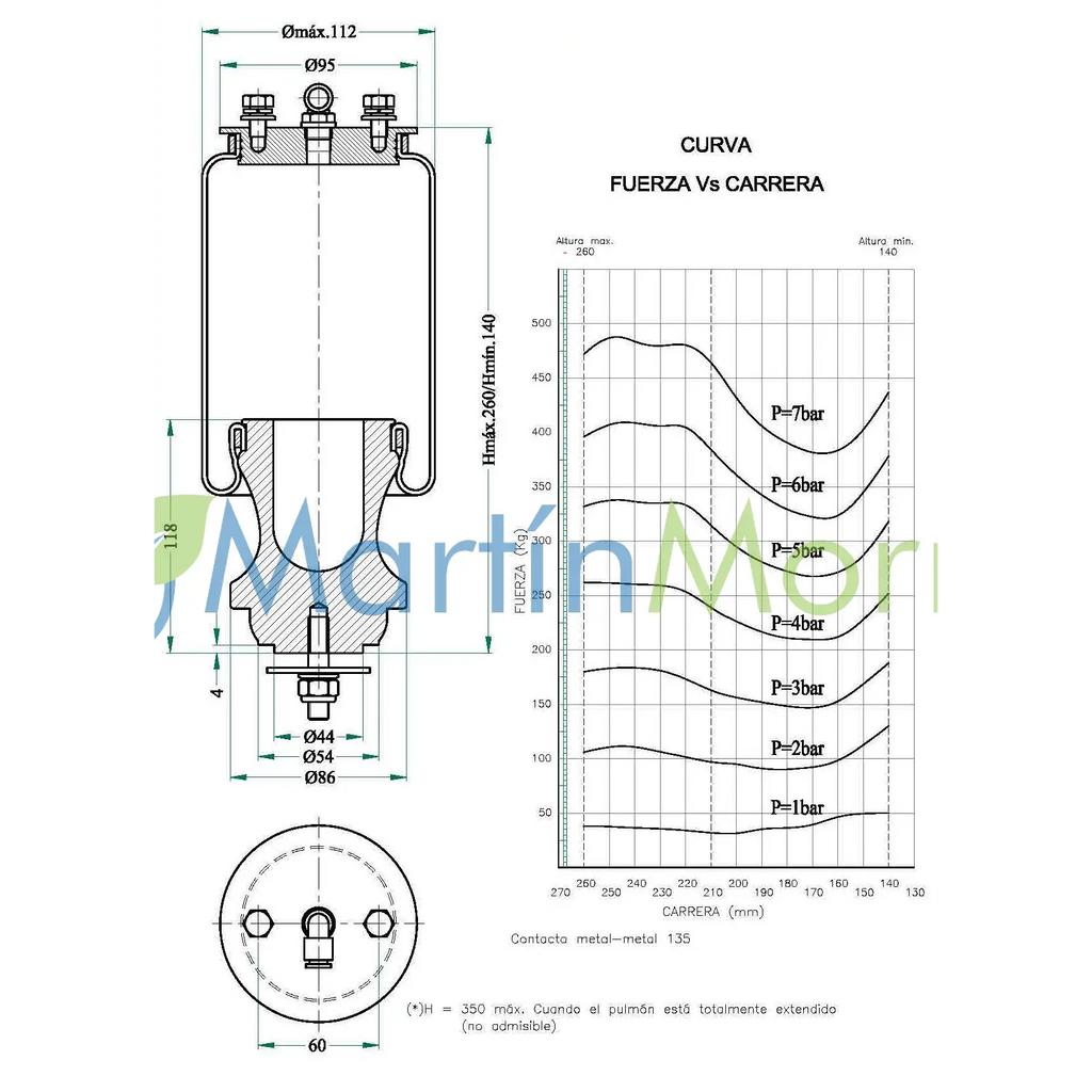 Fuelle de suspensión cabina agrícola Fervi Air