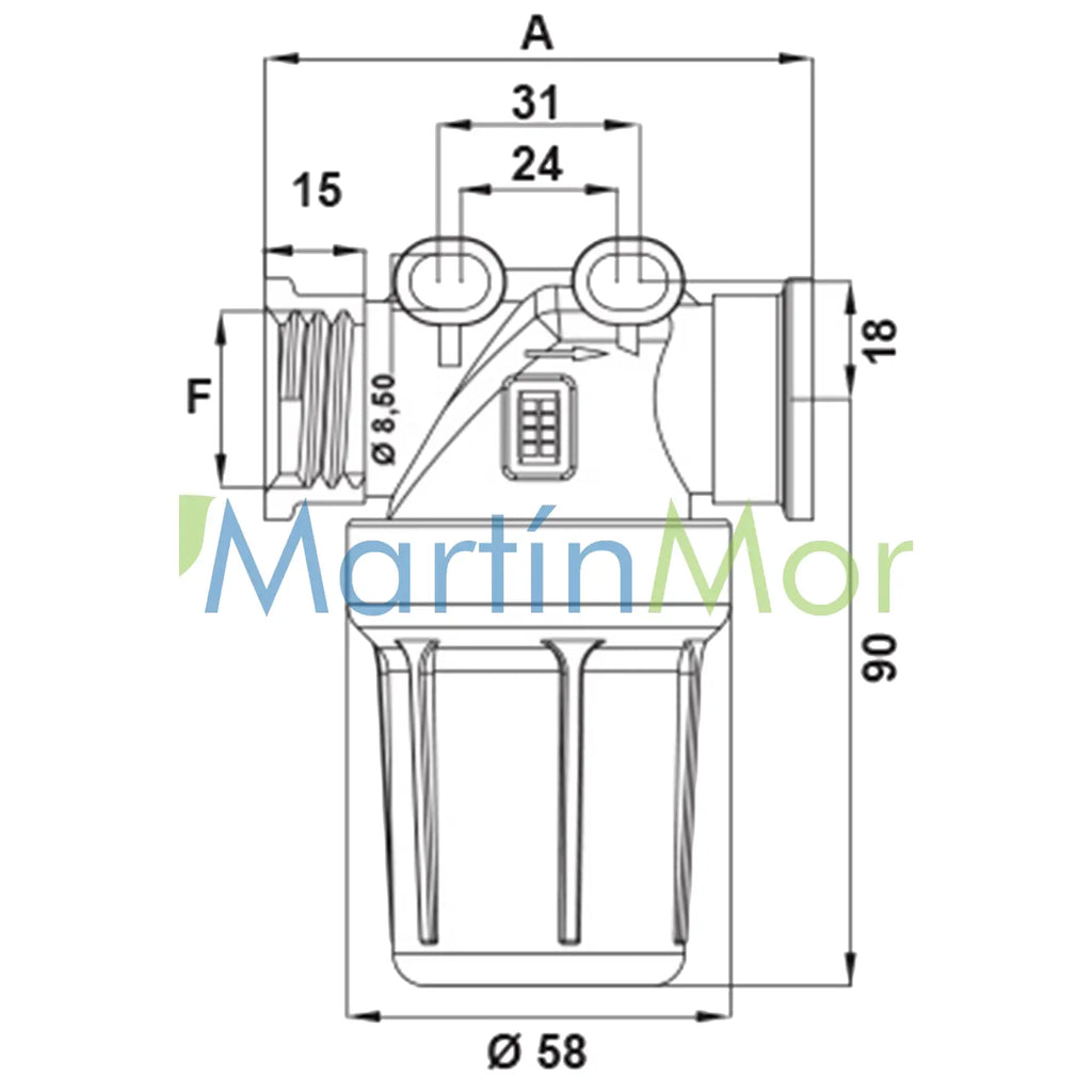 Filtro de Línea MINI de 55 L/Min Tamiz de 100 Mesh con Rosca Hembra 1/2’’ BSP