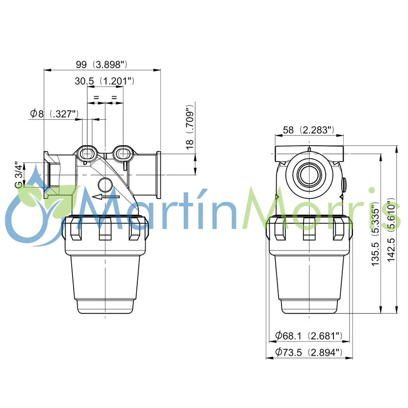 Filtro De Linea Rosca Hembra 3/4’’ Sellos VITON 100 Mesh
