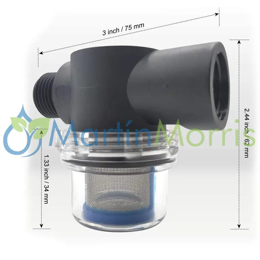 Filtro Rosca 1/2" Macho y Hembra Vaso Acrílico para bombas 12V