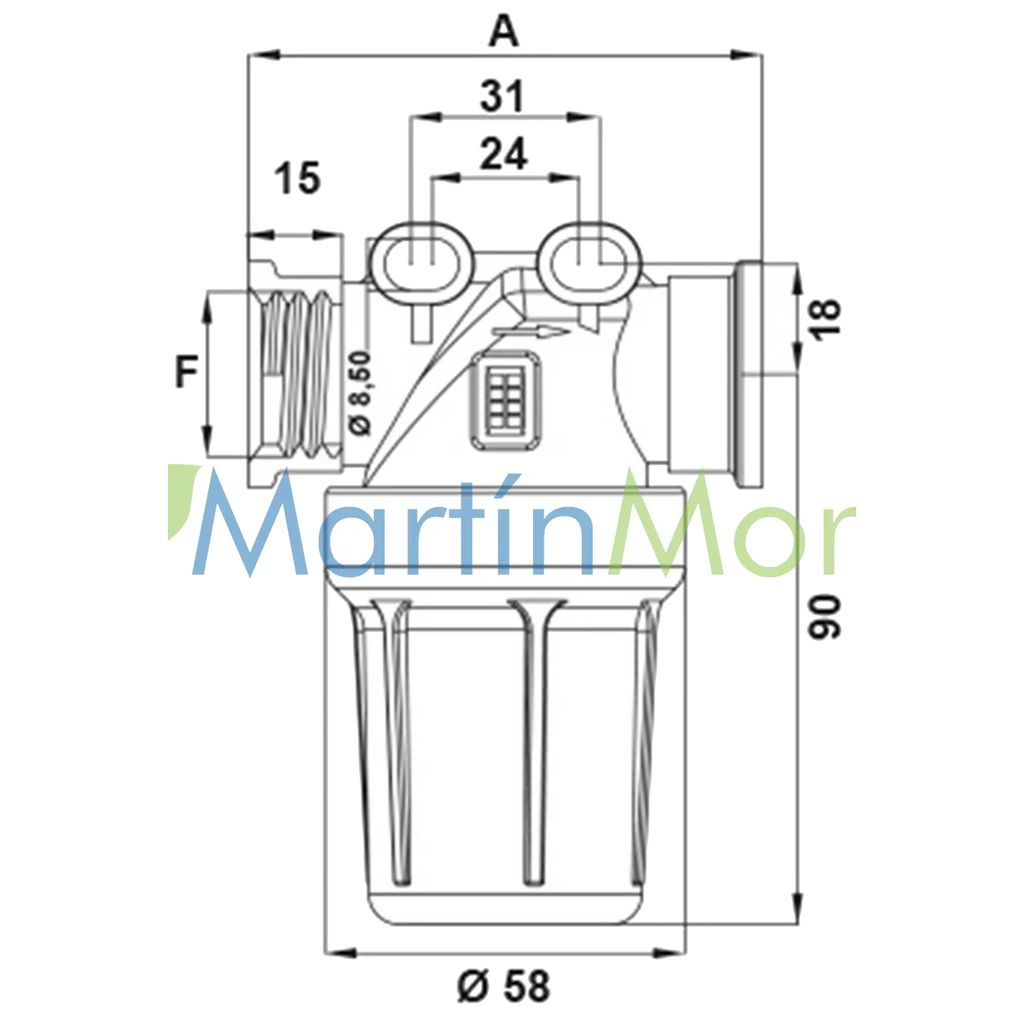 Filtro de Línea MINI de 55 L/Min Tamiz de 100 Mesh con Rosca Hembra 1/2" BSP