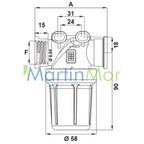 Filtro de Línea MINI de 55 L/Min Tamiz de 100 Mesh con Rosca Hembra 1/2" BSP