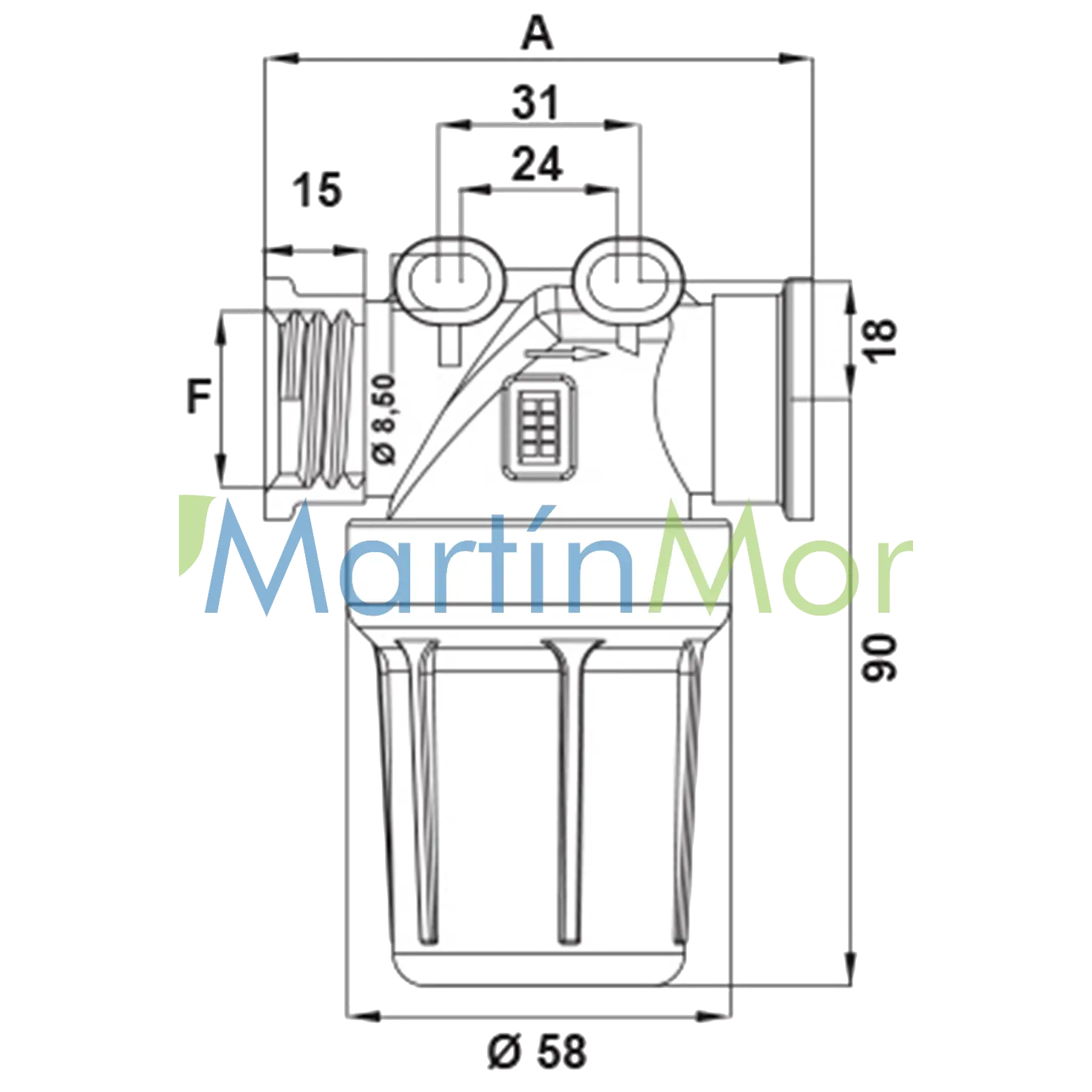 Filtro de Línea MINI de 55 L/Min Tamiz de 100 Mesh con Rosca Hembra 1/2" BSP