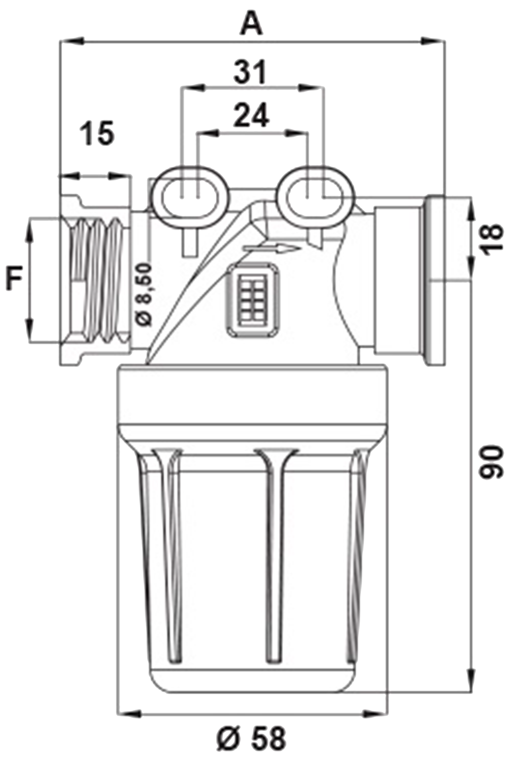 Filtro de Línea MINI de 55 L/Min Tamiz de 100 Mesh con Rosca Hembra 1/2’’ BSP