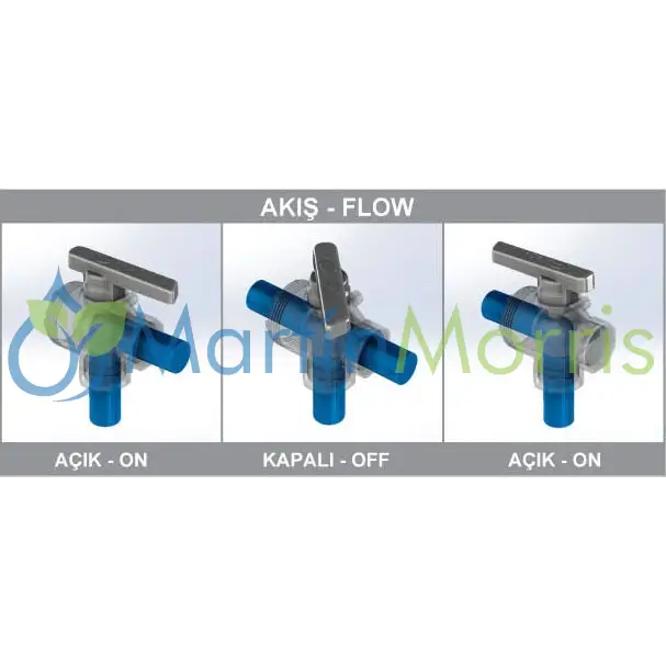 Válvula o canilla manual de 3 vías inferior toyman flujo continuo