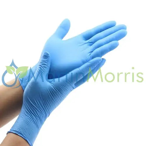 Guantes de Nitrilo celeste descartables caja 100 unidades