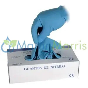 Guantes de Nitrilo celeste descartables caja 100 unidades
