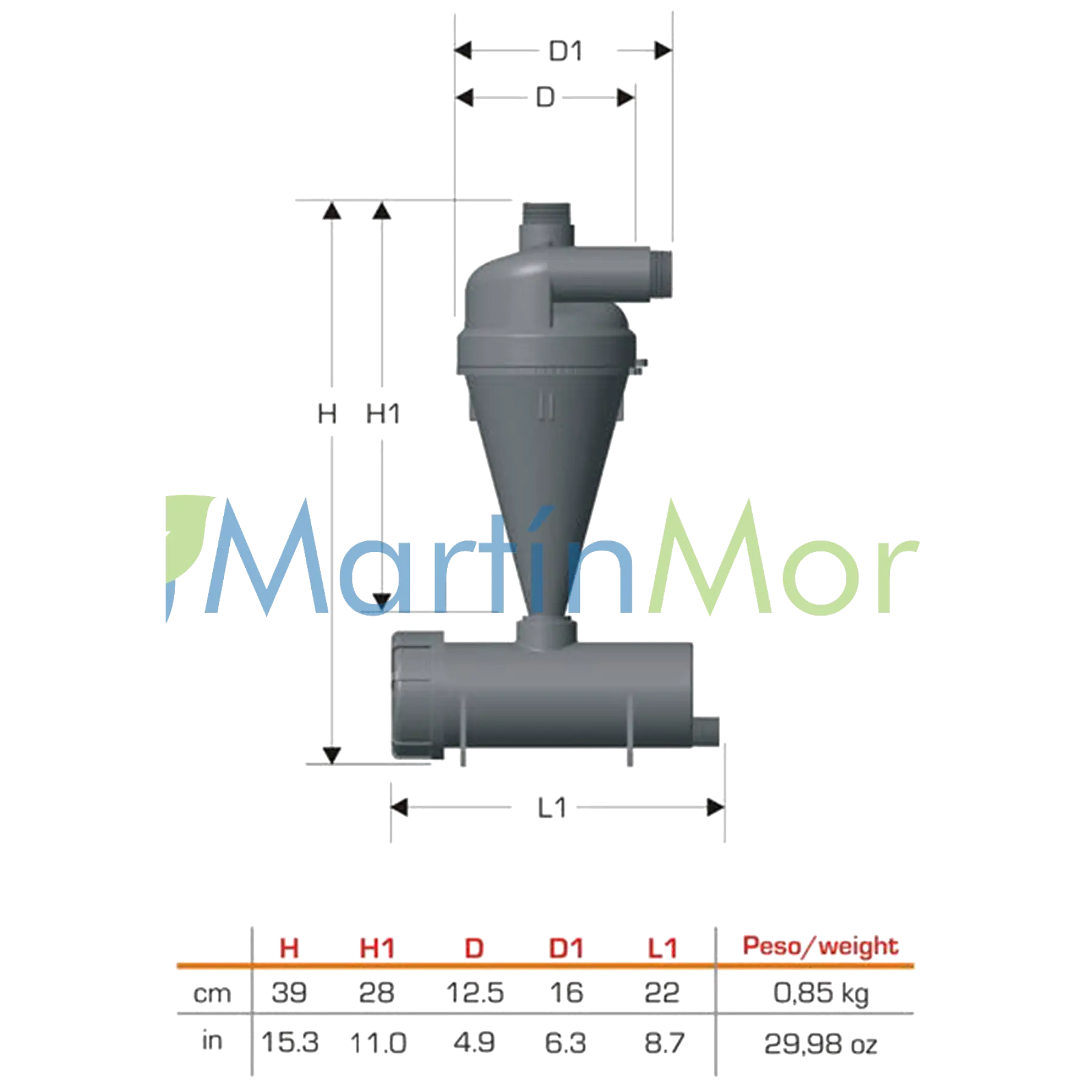 Filtro Riego Hidrociclón AlfaTurbo 1 Pulgada