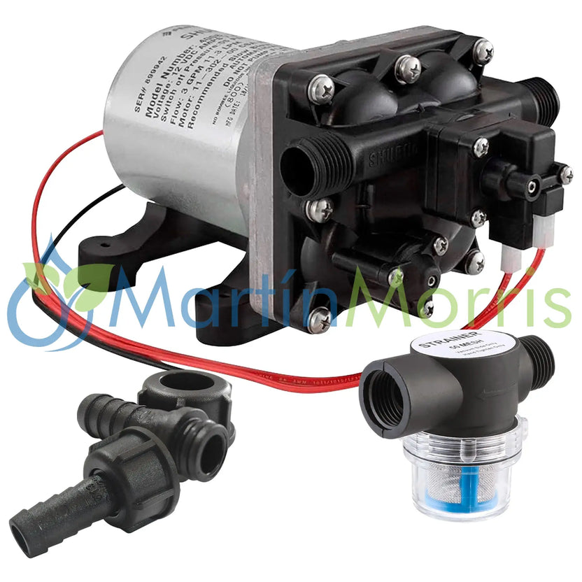 Kit Shurflo 4008-101-A65 Con espiga Rapida y Filtro Bomba Presurizadora 12 Volt