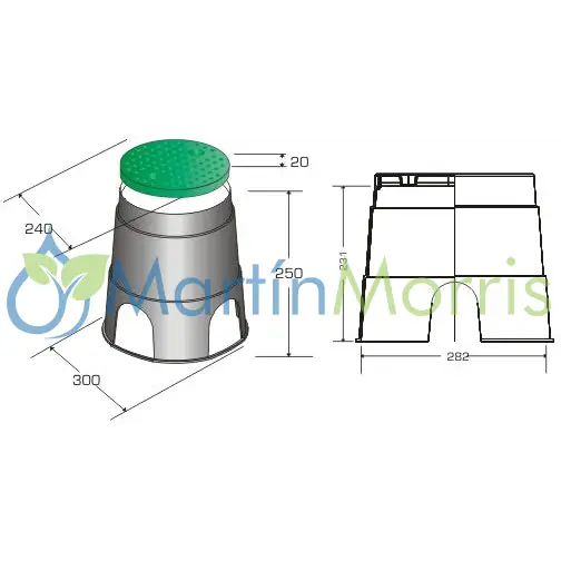 Caja para válvulas circulas large plastica alfa para riego
