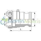 Conexión ARAG Acople Macho a Conector Horquilla Hembra