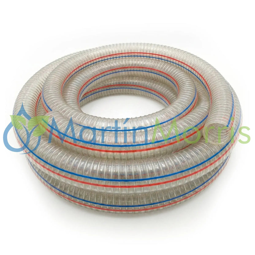 Manguera PVC Aspirante Expelente Atoxica Transparente Con Refuerzo De Alambre 3/4