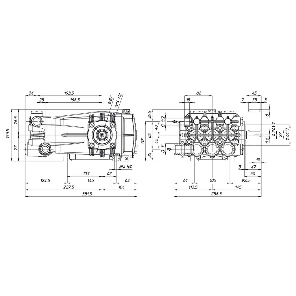 Bomba de Pistón Cerámico UDOR CC 42/17 S | 42 L/Min | 170 Bar | 19.2 HP