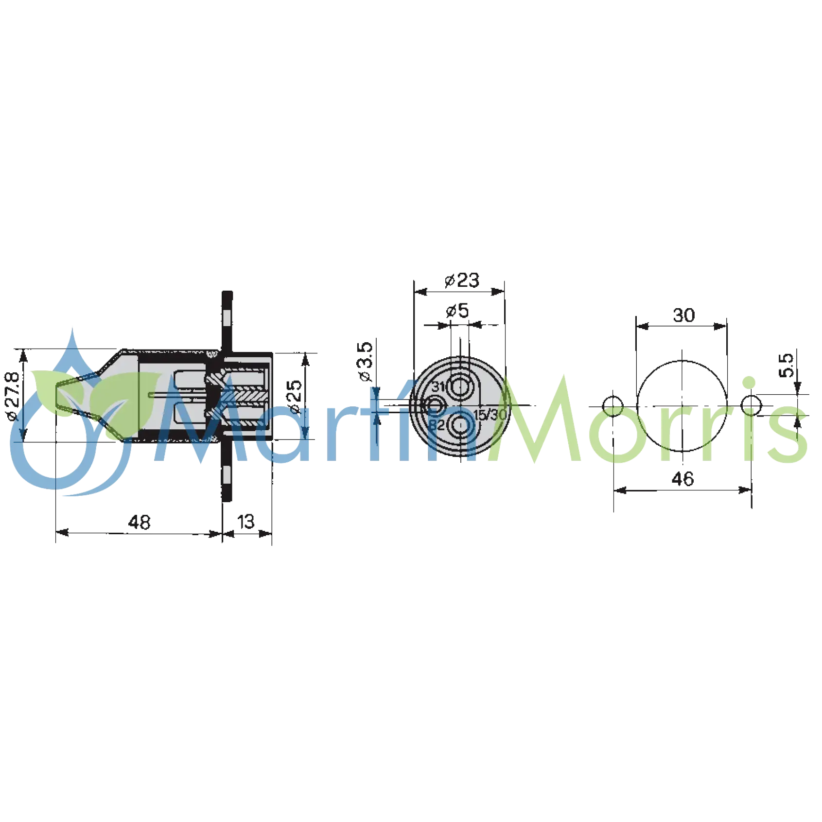 Conector COBO 3 pines para fijar a panel