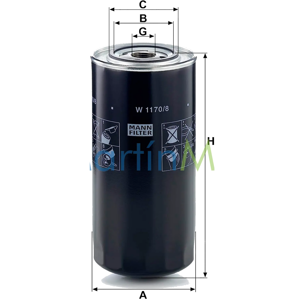 MANN FILTER Filtro de aceite W 1170/7