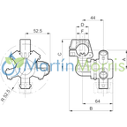 Porta Pico Quintuple o Pentajet ARAG para caño 1/2 - 3/4 - 1 Pulgada