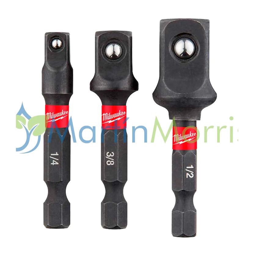 Milwaukee 4832-5033 Juego de 3 Adaptadores con Cuadrante (1/4’’ 3/8’’ 1/2’’)