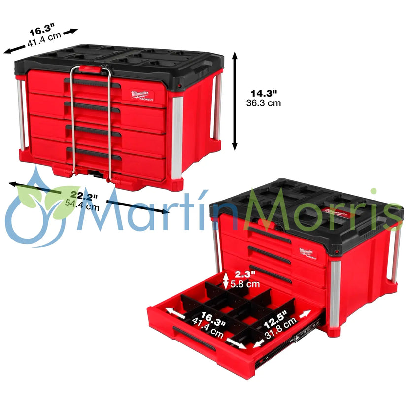 Milwaukee Packout 48-22-8444 Caja con 4 Cajones y Barra de Seguridad