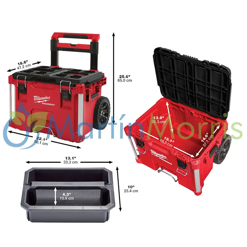 Milwaukee packout 4822-8427 cajon con ruedas y manija extensible