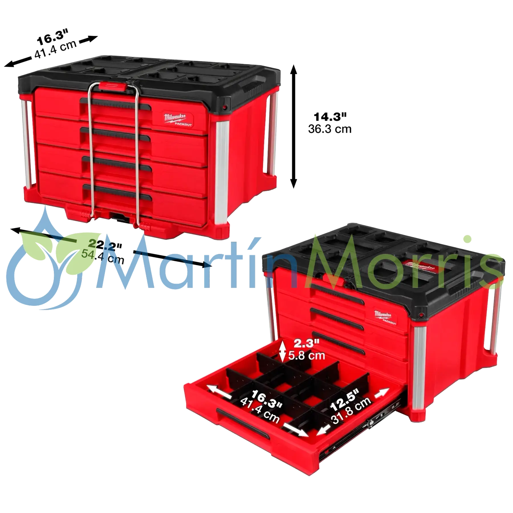 Milwaukee Packout 48-22-8444 Caja con 4 Cajones y Barra de Seguridad