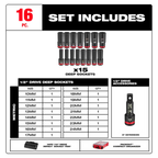 Milwaukee 49-66-6803 Kit Tubos de Impacto 1/2’’ Milimetricos 16 Piezas