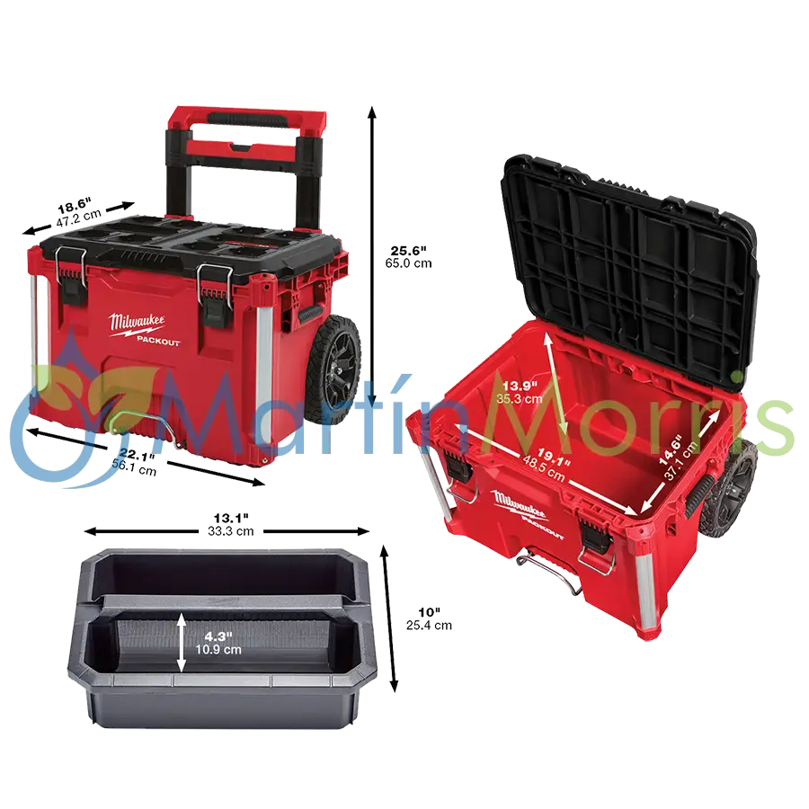 Milwaukee packout 4822-8427 cajon con ruedas y manija extensible