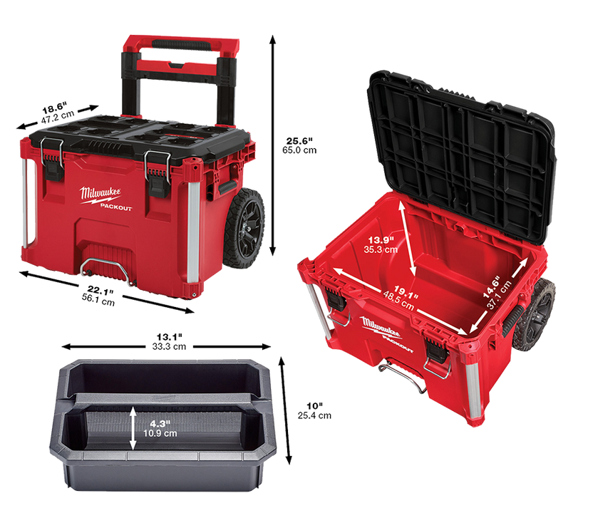 Milwaukee packout 4822-8427 cajon con ruedas y manija extensible