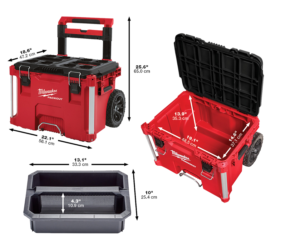 Milwaukee packout 4822-8427 cajon con ruedas y manija extensible