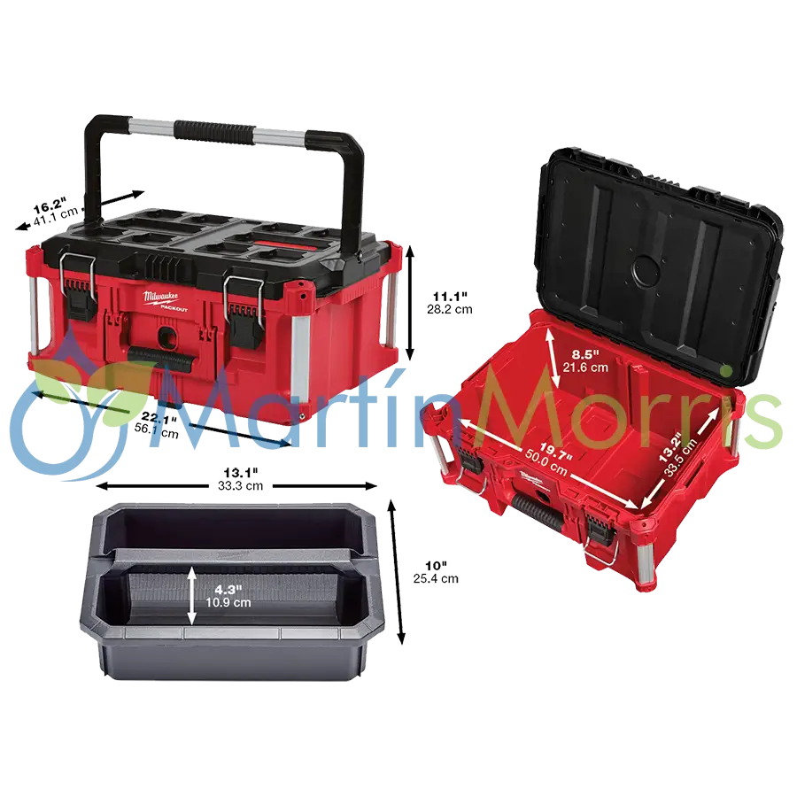 Milwaukee packout 48-22-8425 Cajon alto con manija plegable