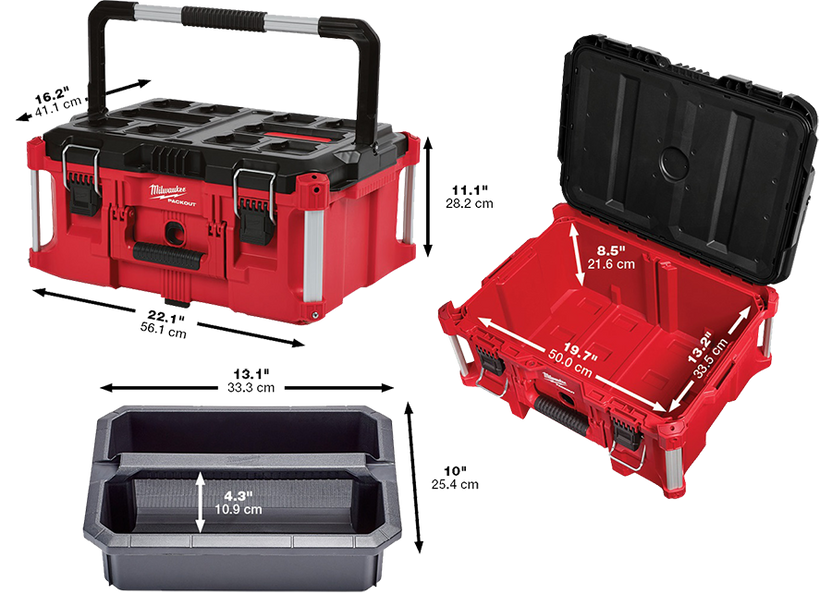 Milwaukee packout 48-22-8425 Cajon alto con manija plegable
