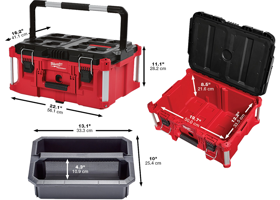 Milwaukee packout 48-22-8425 Cajon alto con manija plegable