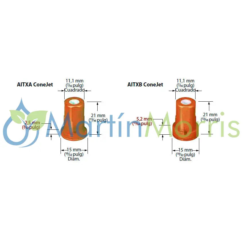 Pastillas cono hueco con inducción de aire teejet aitxa