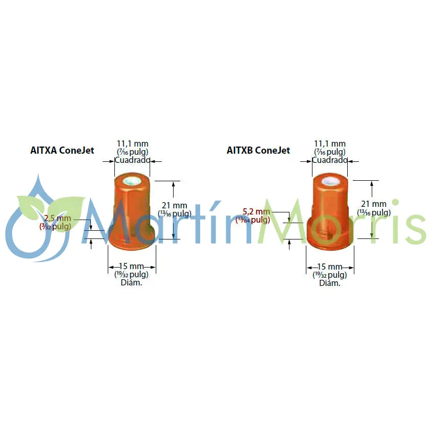 Pastillas cono hueco con inducción de aire teejet aitxa
