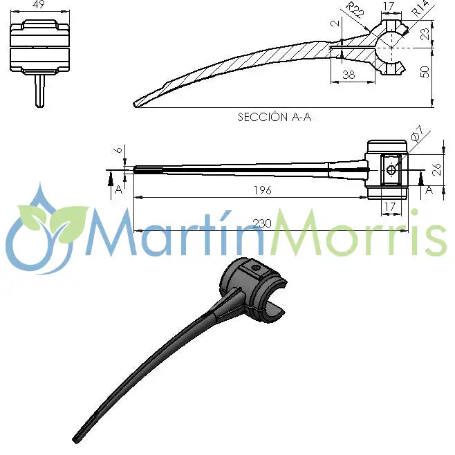 Pua nylon para molinete caño redondo d: 32-28 mm p.p.