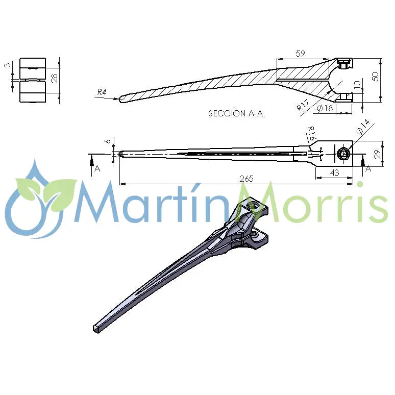 Pua plástica d: 35mm para molinete massey ferguson 34 o 38 y deutz optima