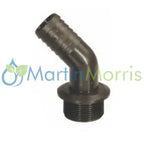 Racor curvo 45º con rosca macho (arag)