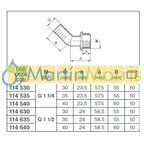 Racor curvo 45º con rosca macho (arag)
