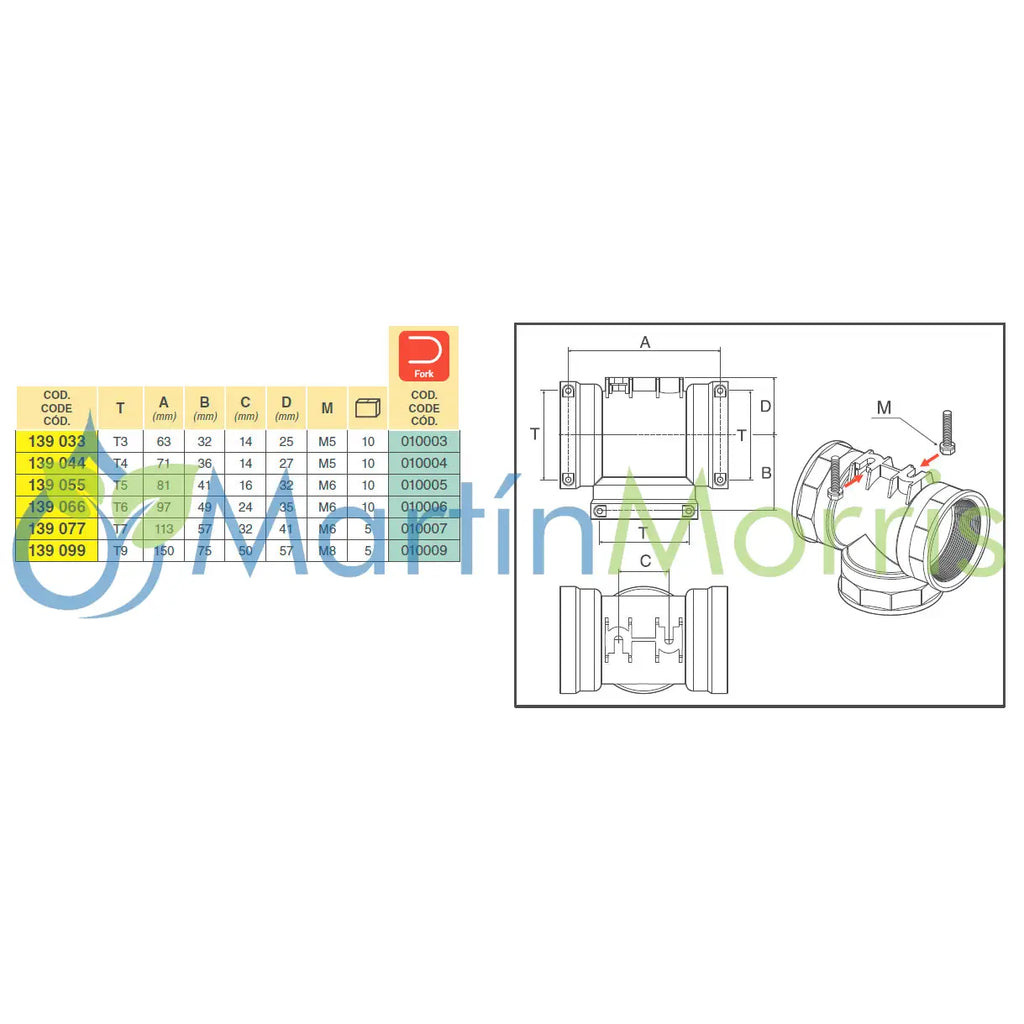 Racor en t con conexión hembra (arag)